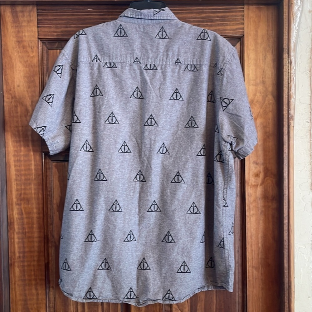 Harry Potter Gray Casual Button Down Shirt Pattern XXL - Picture 4 of 5